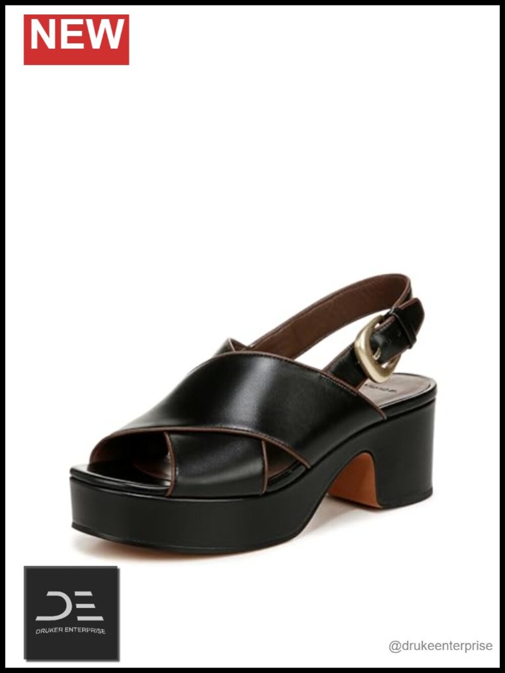 Vince Slingback Block Heel Sandals Leather